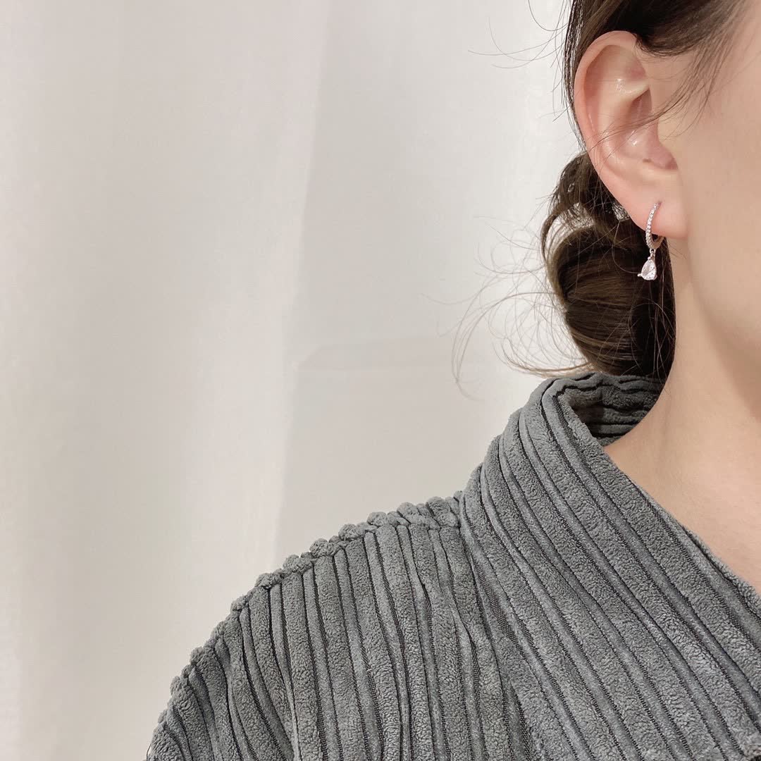APM Monaco Silver Hoop Earrings with Diamond Drop
